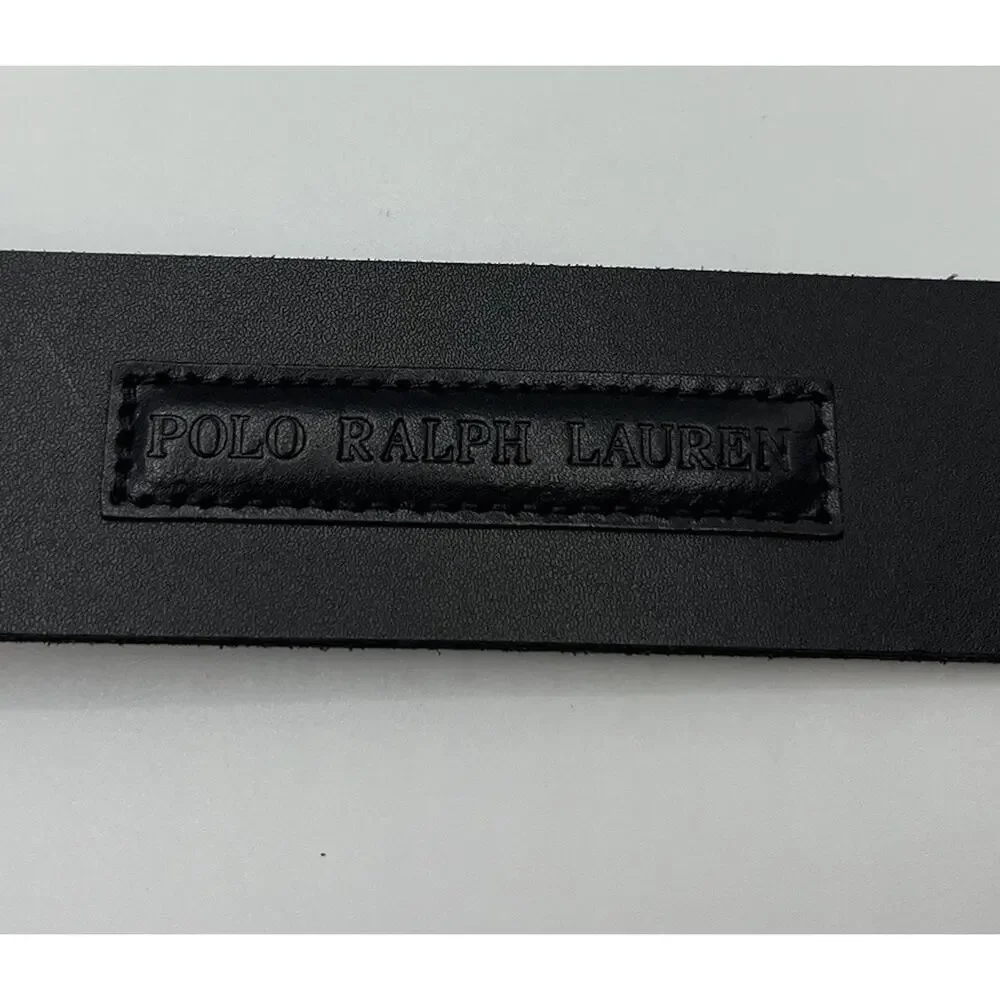 Polo Ralph Lauren Leather Belt Men's 58/145 Black Roller Buckle Pony NWOT